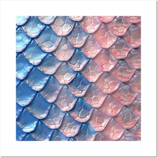 Candy Dragon Scale - Snake Skin - Pink & Blue Posters and Art